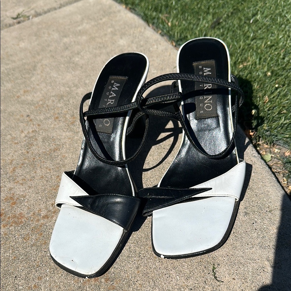 Vintage Marino Orlandi Black and White Strappy Heels